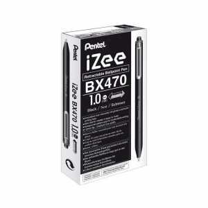 3 x 12 Stück Pentel BX470 Kugelschreiber iZee medium SCHWARZ - 1