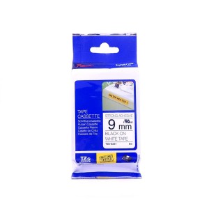 Brother P-touch Schriftbandkassette TZe-S221, 9 mm x 8 m, stark klebend, laminiert, schwarz auf weiß - 1