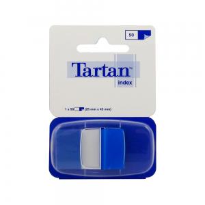12 x 50-Pack Tartan INDEX Streifen Haftstreifen 25 x 43 mm BLAU - 0
