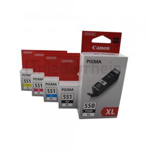 Canon Druckerpatronen  PGI-550XL PGBK, CLI-551XLC, CLI-551XLM, CLI-551XLY, CLI-551XLBK OVP - 0