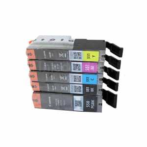 5 x Canon CLI-551 BK, C, M, Y + PGI-550 PGBK PIXMA MG6350 MG7150 MG7550 - 0