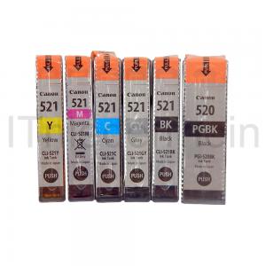 6 x Canon Druckerpatronen PGI-520 CLI-521C, M, Y, BK, GY für iP3600, iP4600, MP540 - 0