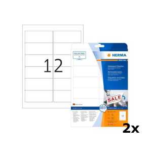 2 x Herma 4348 ablösbare Etiketten 96 x 42,3 mm weiß, wieder ablösbar, 300 Stück - 0