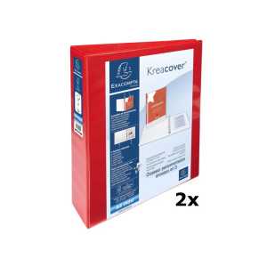 2 x Exacompta Kreacover Präsentations-Ringbücher A4 ROT 40mm 4R-Mechanik, PP - 0
