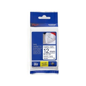Brother P-touch Schriftbandkassette TZe-FA3, 12 mm x 3 m, Textil-Aufbügelband, unlaminiert, blau auf weiß - 0