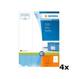 4 x Herma 4657 Premium Etiketten 70 x 297 mm, permanent, weiß, je 300 Stück - 0
