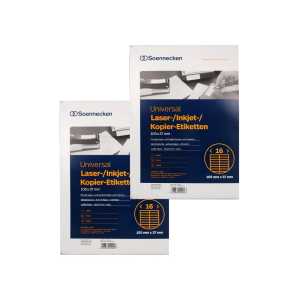 2 x 100 Blatt Soennecken 5764 Universal-Etiketten 105 x 37 mm weiß, je 1600 Stück - 0