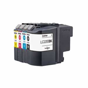 4 x Brother Druckerpatronen LC22E BKCMY, ca. 2.400/1.200 Seiten - 0
