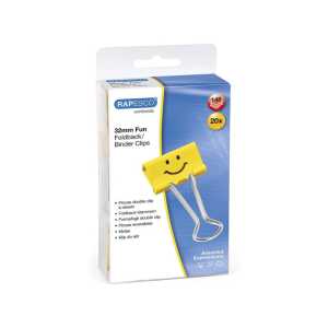 Rapesco 1354 Emoji Fun Foldback Klammern GELB 32 mm, bis 145 Blatt, 20 Stück - 2