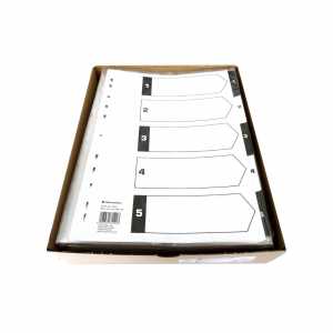 100 x Soennecken 1582 Karton Zahlenregister A4 volle Höhe, 1-5, 5-teilig, mylarverstärkt, Deckblatt - 0