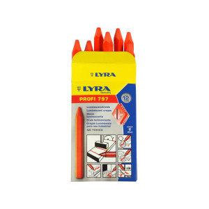 12 Stück Lyra Profi 797 Lumineszenzkreide LEUCHTORANGE für wasserfeste Markierungen - 0