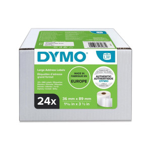 24 Rollen DYMO Labelwriter große Adressetiketten 36 x 89 mm, weiß, 260 Stück je Rolle - 0