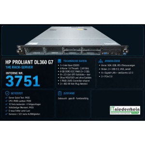 HP Server Proliant DL360 G7, Intel Xeon E5620 @2,40GHz, 6GB RAM, ohne Festplatten - 1