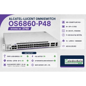 Alcatel-Lucent Omniswitch OS6860-P48, 48-Port Layer-3 Switch, PoE+, managed - 1