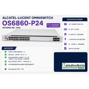 Alcatel-Lucent Omniswitch OS6860-P24, 24-Port Layer-3 Switch, PoE+, managed - 1