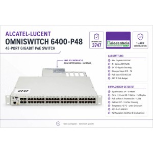 Alcatel-Lucent Omniswitch 6400-P48, 48-Port Layer 2/3 Switch, PoE, managed - 1