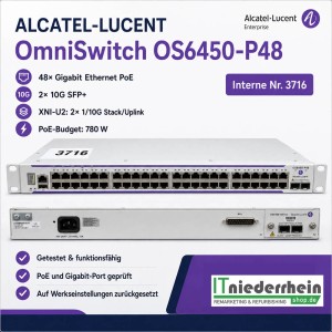 Alcatel-Lucent OmniSwitch OS6450-P48, 48-Port Switch, 2x 10GB SFP+, PoE, managed - 1