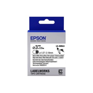 Epson LabelWorks Heißschrumpfschlauch LK-4WBA3, C53S654903, 3 mm x 2,5 m, schwarz auf weiß - 0