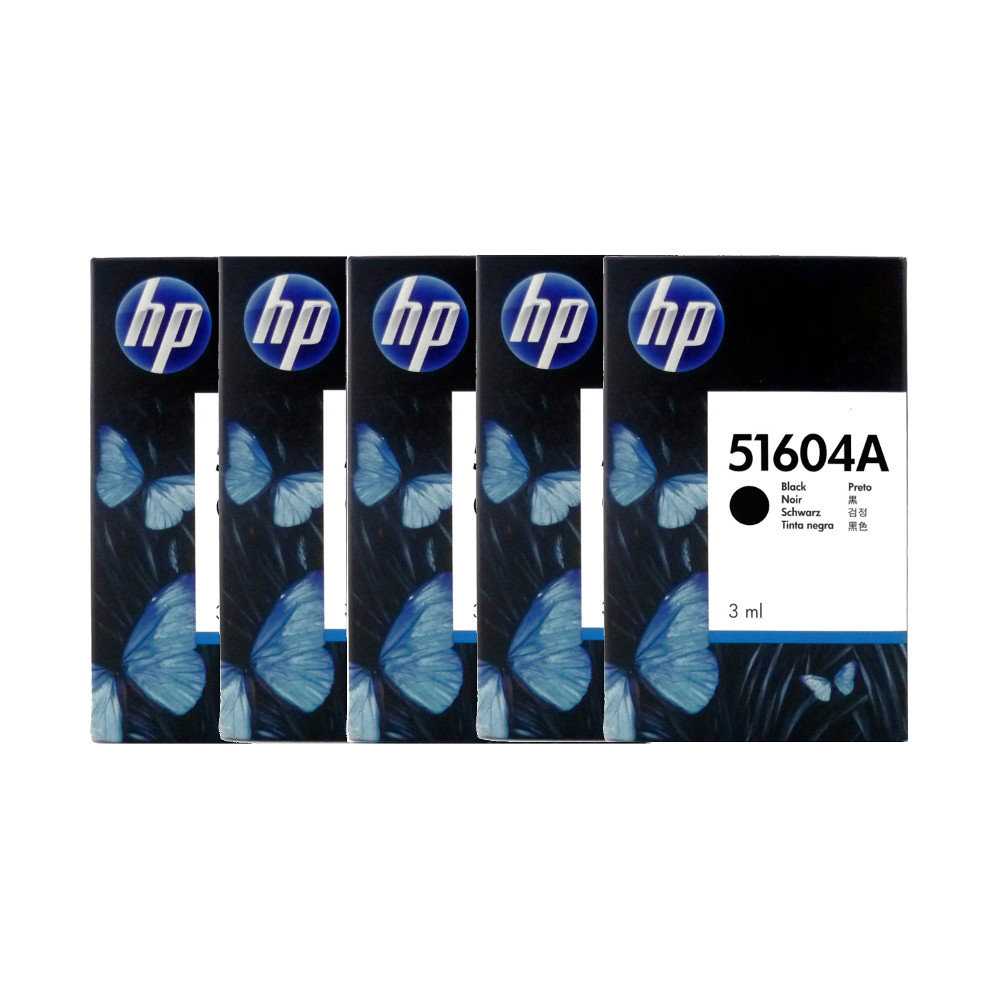 5 x HP Druckerpatronen 51604A Schwarz, Kapazität: je 3 ml, 2020 5 x HP Druckerpatronen 51604A Schwarz, Kapazität: je 3 ml, 2020