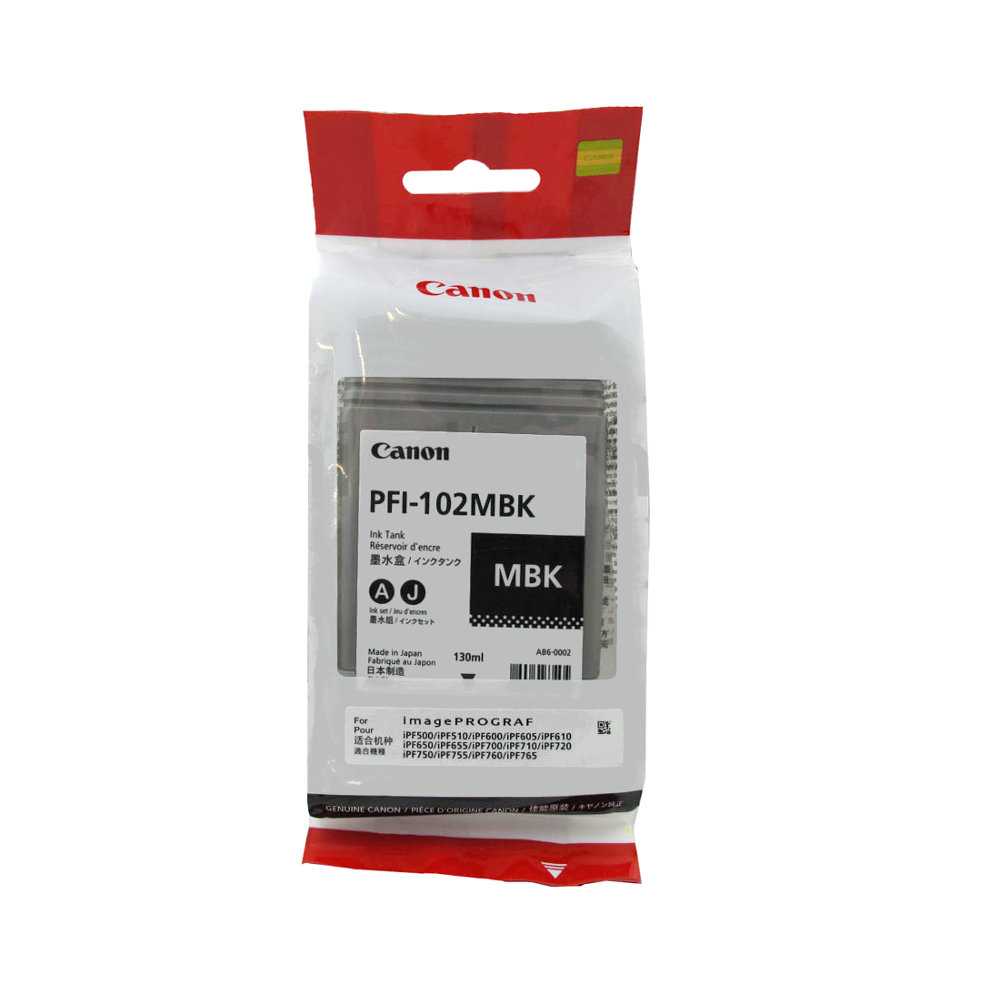 Canon Druckerpatrone PFI-102MBK, Matte Black/Mattschwarz, 0894B001, Kapazität: 130 ml, 2014 Canon Druckerpatrone PFI-102MBK, Matte Black/Mattschwarz, 0894B001, Kapazität: 130 ml, 2014