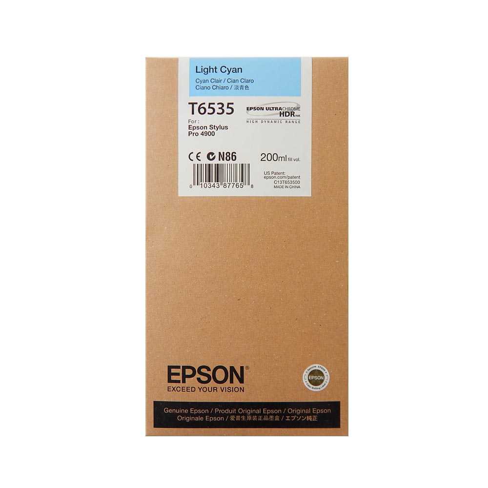 Epson Druckerpatrone Stylus Pro 4900, T6535 Light Cyan, C13T653500, Kapazität: 200 ml, 2024-2026 Epson Druckerpatrone Stylus Pro 4900, T6535 Light Cyan, C13T653500, Kapazität: 200 ml, 2024-2026
