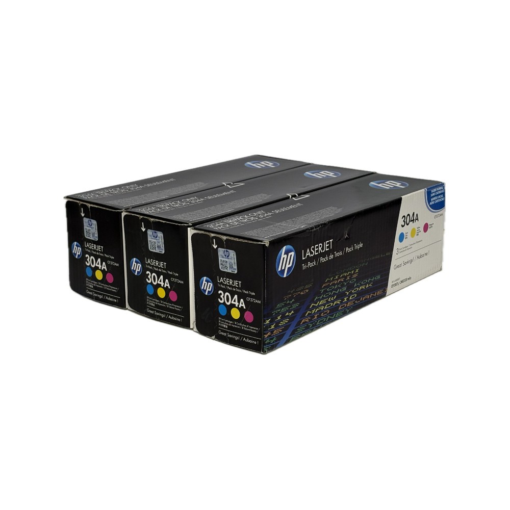 HP Color Toner 304A 3er-Pack, CF372AM, Cyan, Magenta, Yellow, Kapazität: 3 x ca. 2.800 Seiten HP Color Toner 304A 3er-Pack, CF372AM, Cyan, Magenta, Yellow, Kapazität: 3 x ca. 2.800 Seiten