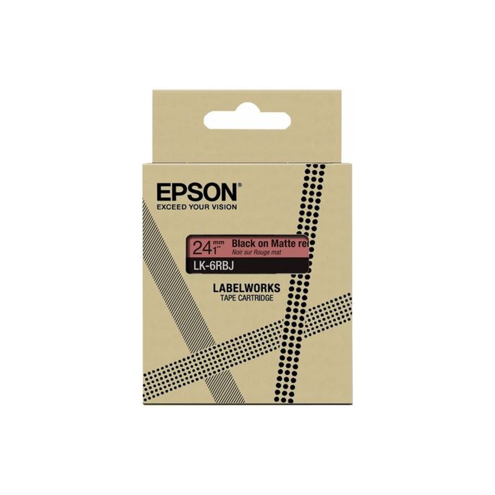 Epson LabelWorks Beschriftungsband LK-6RBJ, C53S672073, 24 mm x 8 m, schwarz auf matt rot Epson LabelWorks Beschriftungsband LK-6RBJ, C53S672073, 24 mm x 8 m, schwarz auf matt rot