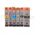 6 x Canon Druckerpatronen PGI-520 CLI-521C, M, Y, BK, GY für iP3600, iP4600, MP540
