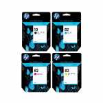 4x HP Druckerpatronen Nr. 10 und 82, Plotter-Tintenset für DJ 500, 800 Serie, C, M, Y, BK, je 69ml 2014-2016