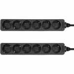 2 x InLine Steckdosenleiste 6-fach Schutzkontakt, 5 Meter Kabel, schwarz