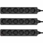 3 x InLine Steckdosenleiste 6-fach Schutzkontakt, 5 Meter Kabel, schwarz