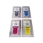 4x Druckerpatronen Nr. 738, Plotter-Tintenset C, M, Y, K, remanufactured, je 300 ml